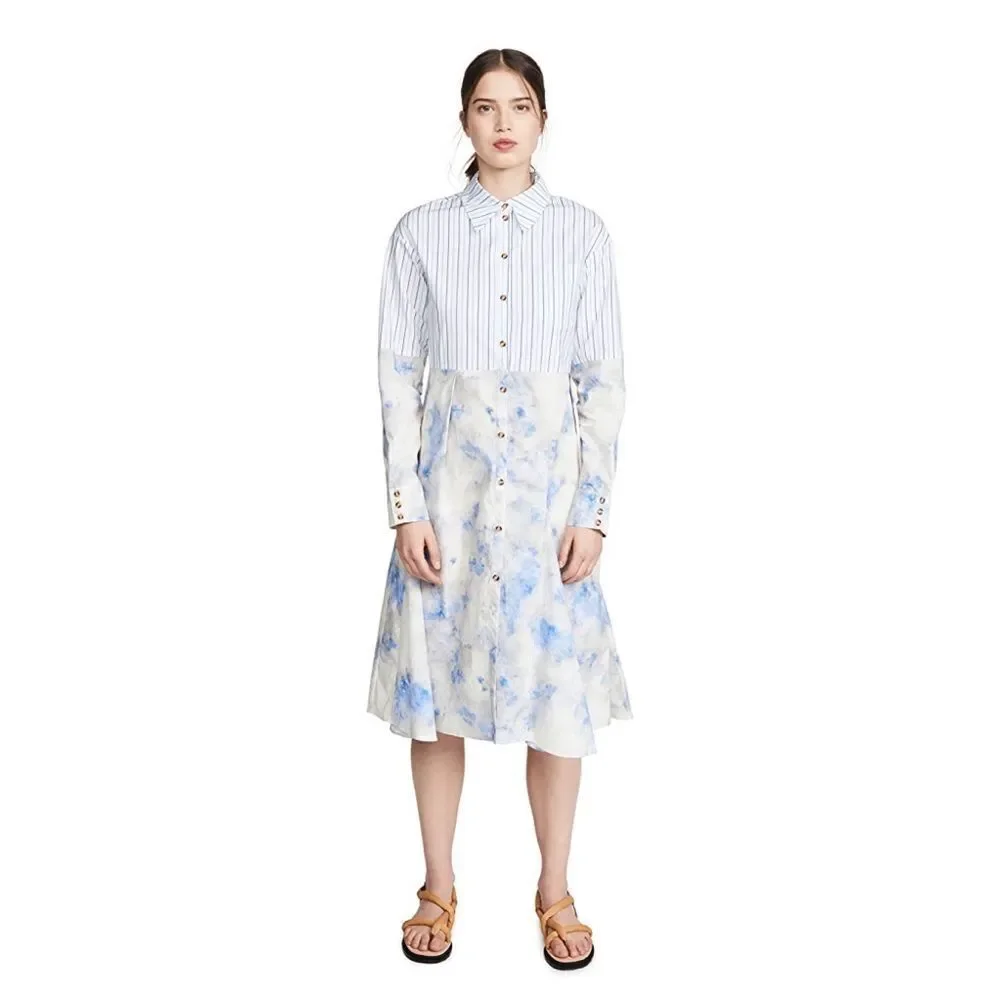 Baum Und Pferdgarten Adelma Top Striped Shirt Dress Blue Size 36